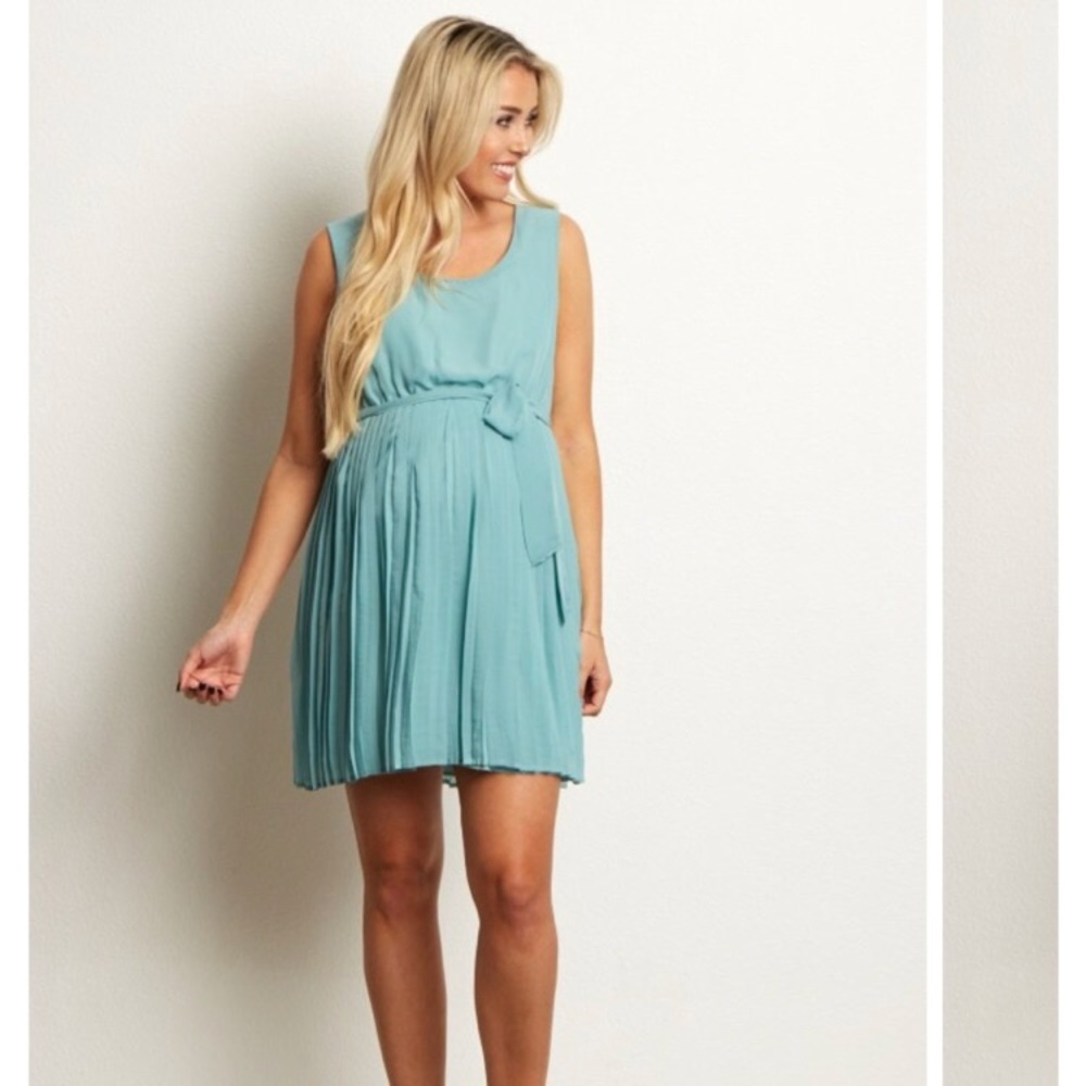 Pinkblush Maternity Pleated Chiffon Dress Small